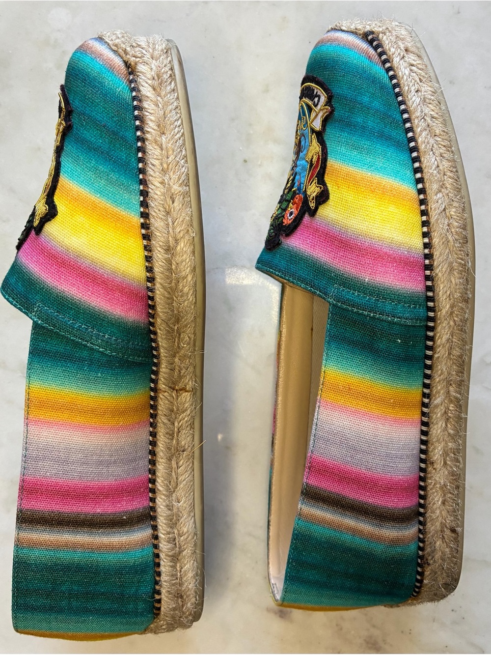 Christian Louboutin Lougalia Flat Canvas Arc En Ciel Rainbow - Picture 6 of 8
